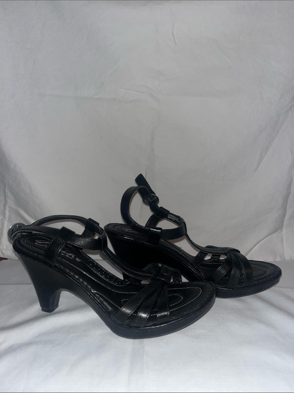Crown Black Strappy Mid-Heel Sandals